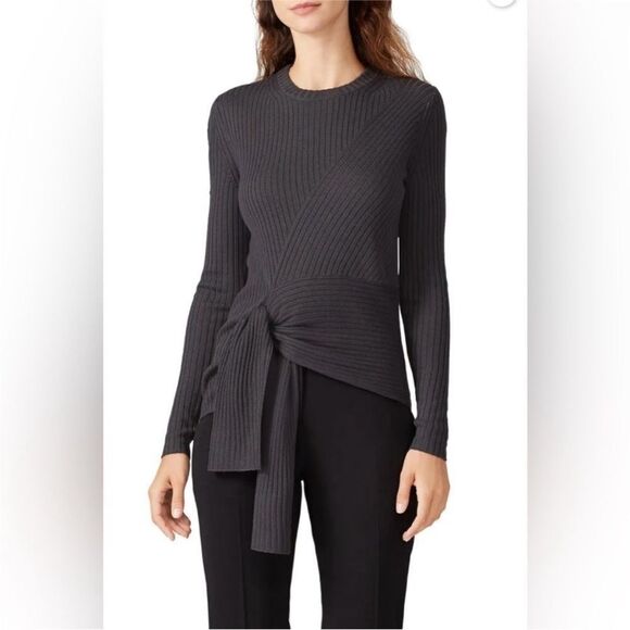 Brochu Walker 100% wool Elegant Black Ribbed Women's sweater, S - Picture 2 of 13